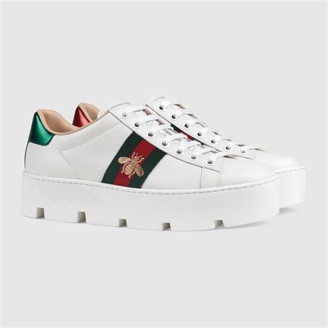 gucci embroidered sneakers|gucci bee platform sneakers.